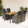 Image de Ensemble De Bistro De Jardin 5 Pcs Coussins Gris Poly Rotin Vidaxl