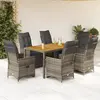 Image de Ensemble De Bistro De Jardin 7 Pcs Coussins Gris Poly Rotin Vidaxl