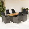 Image de Ensemble De Bistro De Jardin 7 Pcs Coussins Gris Poly Rotin Vidaxl