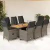 Image de Ensemble De Bistro De Jardin 9 Pcs Coussins Gris Poly Rotin Vidaxl