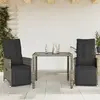 Image de Ensemble De Bistro De Jardin 3 Pcs Coussins Gris Poly Rotin Vidaxl