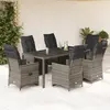 Image de Ensemble De Bistro De Jardin 7 Pcs Coussins Gris Poly Rotin Vidaxl