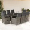 Image de Ensemble De Bistro De Jardin 9 Pcs Coussins Gris Poly Rotin Vidaxl