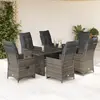 Image de Ensemble De Bistro De Jardin 7 Pcs Coussins Gris Poly Rotin Vidaxl