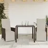 Image de Ensemble De Bistro De Jardin 3 Pcs Coussins Marron Poly Rotin Vidaxl