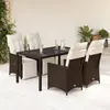 Image de Ensemble De Bistro De Jardin 5 Pcs Coussins Marron Poly Rotin Vidaxl