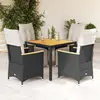 Image de Ensemble De Bistro De Jardin 5 Pcs Coussins Noir Poly Rotin Vidaxl