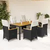 Image de Ensemble De Bistro De Jardin 7 Pcs Coussins Noir Poly Rotin Vidaxl