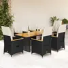 Image de Ensemble De Bistro De Jardin 7 Pcs Coussins Noir Poly Rotin Vidaxl