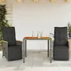 Image de Ensemble De Bistro De Jardin 3 Pcs Coussins Gris Poly Rotin Vidaxl