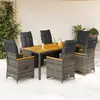 Image de Ensemble De Bistro De Jardin 7 Pcs Coussins Gris Poly Rotin Vidaxl