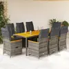 Image de Ensemble De Bistro De Jardin 9 Pcs Coussins Gris Poly Rotin Vidaxl