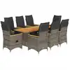 Image de Ensemble De Bistro De Jardin 9 Pcs Coussins Gris Poly Rotin Vidaxl