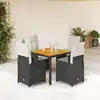 Image de Ensemble De Bistro De Jardin 5 Pcs Coussins Noir Poly Rotin Vidaxl