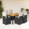 Image de Ensemble De Bistro De Jardin 7 Pcs Coussins Noir Poly Rotin Vidaxl