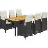 Image de Ensemble De Bistro De Jardin 7 Pcs Coussins Noir Poly Rotin Vidaxl