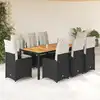 Image de Ensemble De Bistro De Jardin 9 Pcs Coussins Noir Poly Rotin Vidaxl