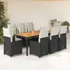 Image de Ensemble De Bistro De Jardin 9 Pcs Coussins Noir Poly Rotin Vidaxl