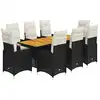 Image de Ensemble De Bistro De Jardin 9 Pcs Coussins Noir Poly Rotin Vidaxl