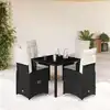Image de Ensemble De Bistro De Jardin 5 Pcs Coussins Noir Poly Rotin Vidaxl