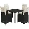 Image de Ensemble De Bistro De Jardin 5 Pcs Coussins Noir Poly Rotin Vidaxl
