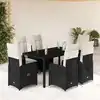 Image de Ensemble De Bistro De Jardin 7 Pcs Coussins Noir Poly Rotin Vidaxl