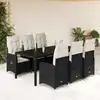 Image de Ensemble De Bistro De Jardin 7 Pcs Coussins Noir Poly Rotin Vidaxl