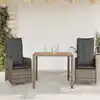 Image de Ensemble De Bistro De Jardin 3 Pcs Coussins Gris Poly Rotin Vidaxl