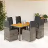 Image de Ensemble De Bistro De Jardin 7 Pcs Coussins Gris Poly Rotin Vidaxl
