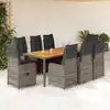 Image de Ensemble De Bistro De Jardin 9 Pcs Coussins Gris Poly Rotin Vidaxl