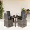Image de Ensemble De Bistro De Jardin 5 Pcs Coussins Gris Poly Rotin Vidaxl