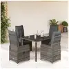 Image de Vidaxl ensemble de bistro de jardin 5 pcs coussins gris poly rotin