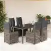 Image de Ensemble De Bistro De Jardin 7 Pcs Coussins Gris Poly Rotin Vidaxl