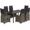 Image de Ensemble De Bistro De Jardin 5 Pcs Coussins Gris Poly Rotin Vidaxl
