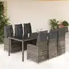 Image de Ensemble De Bistro De Jardin 7 Pcs Coussins Gris Poly Rotin Vidaxl