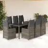 Image de Ensemble De Bistro De Jardin 9 Pcs Coussins Gris Poly Rotin Vidaxl
