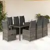 Image de Ensemble De Bistro De Jardin 9 Pcs Coussins Gris Poly Rotin Vidaxl