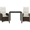 Image de Ensemble De Bistro De Jardin 3 Pcs Coussins Marron Poly Rotin Vidaxl