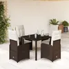 Image de vidaXL Ensemble de bistro de jardin 5 pcs coussins marron poly rotin 3277065