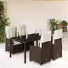 Image de Ensemble De Bistro De Jardin 5 Pcs Coussins Marron Poly Rotin Vidaxl