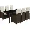 Image de Ensemble De Bistro De Jardin 7 Pcs Coussins Marron Poly Rotin Vidaxl