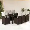Image de Ensemble De Bistro De Jardin 9 Pcs Coussins Marron Poly Rotin Vidaxl