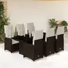 Image de Ensemble De Bistro De Jardin 7 Pcs Coussins Marron Poly Rotin Vidaxl