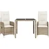 Image de Ensemble De Bistro De Jardin 3 Pcs Coussins Beige Poly Rotin Vidaxl