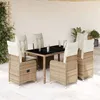 Image de vidaXL Ensemble de bistro de jardin 7 pcs coussins beige poly rotin 3277100