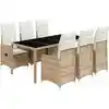 Image de Ensemble De Bistro De Jardin 7 Pcs Coussins Beige Poly Rotin Vidaxl