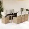 Image de Ensemble De Bistro De Jardin 9 Pcs Coussins Beige Poly Rotin Vidaxl