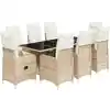 Image de Ensemble De Bistro De Jardin 9 Pcs Coussins Beige Poly Rotin Vidaxl