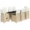 Image de Ensemble De Bistro De Jardin 9 Pcs Coussins Beige Poly Rotin Vidaxl