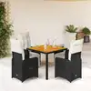 Image de Ensemble De Bistro De Jardin 5 Pcs Coussins Noir Poly Rotin Vidaxl